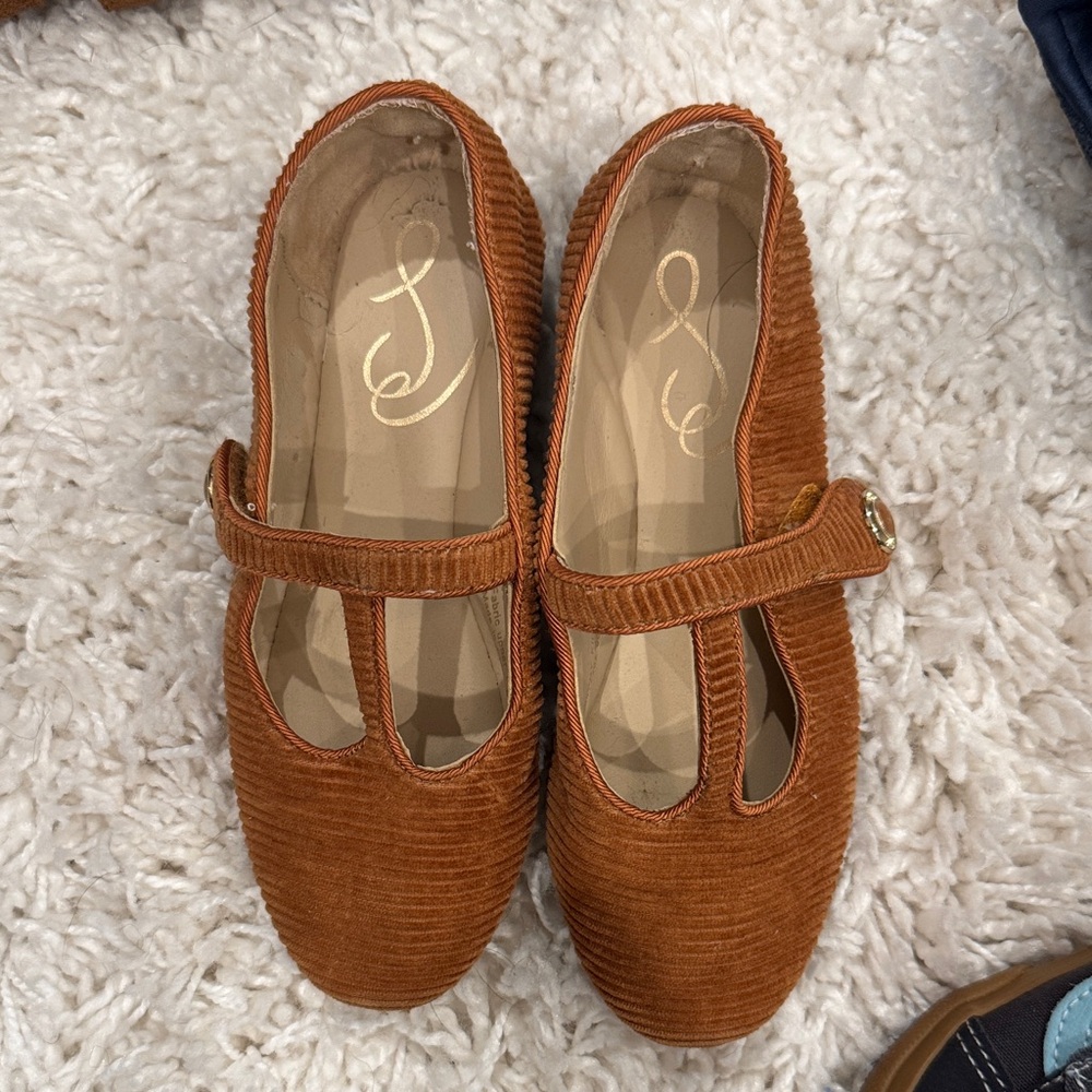 Sam Edelman Orange Brown Corduroy Mary Jane Flats toddler 11